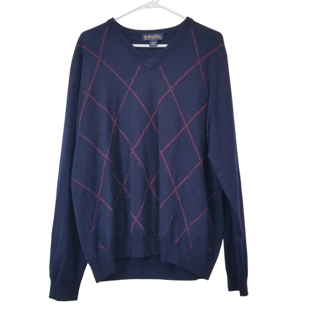 Brooks Brothers Extra Fine Merino Knit Argyle Pullover Sweater
